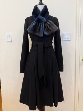 Armani Exchange Black Wool-blend Belted Coat